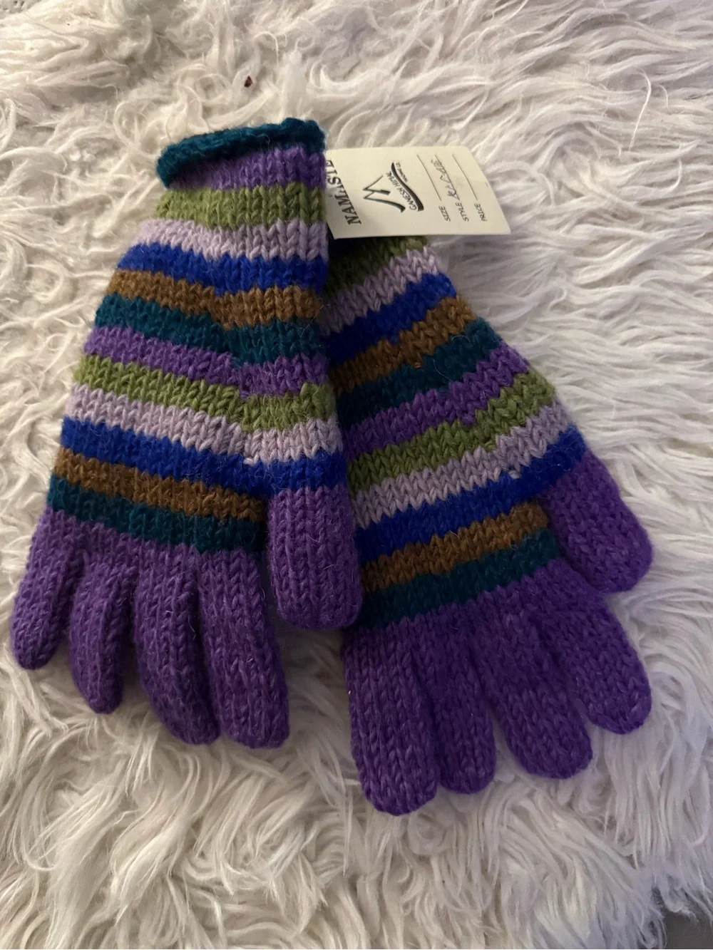 NWT Ganesh Himal Trading Purple Striped Gloves